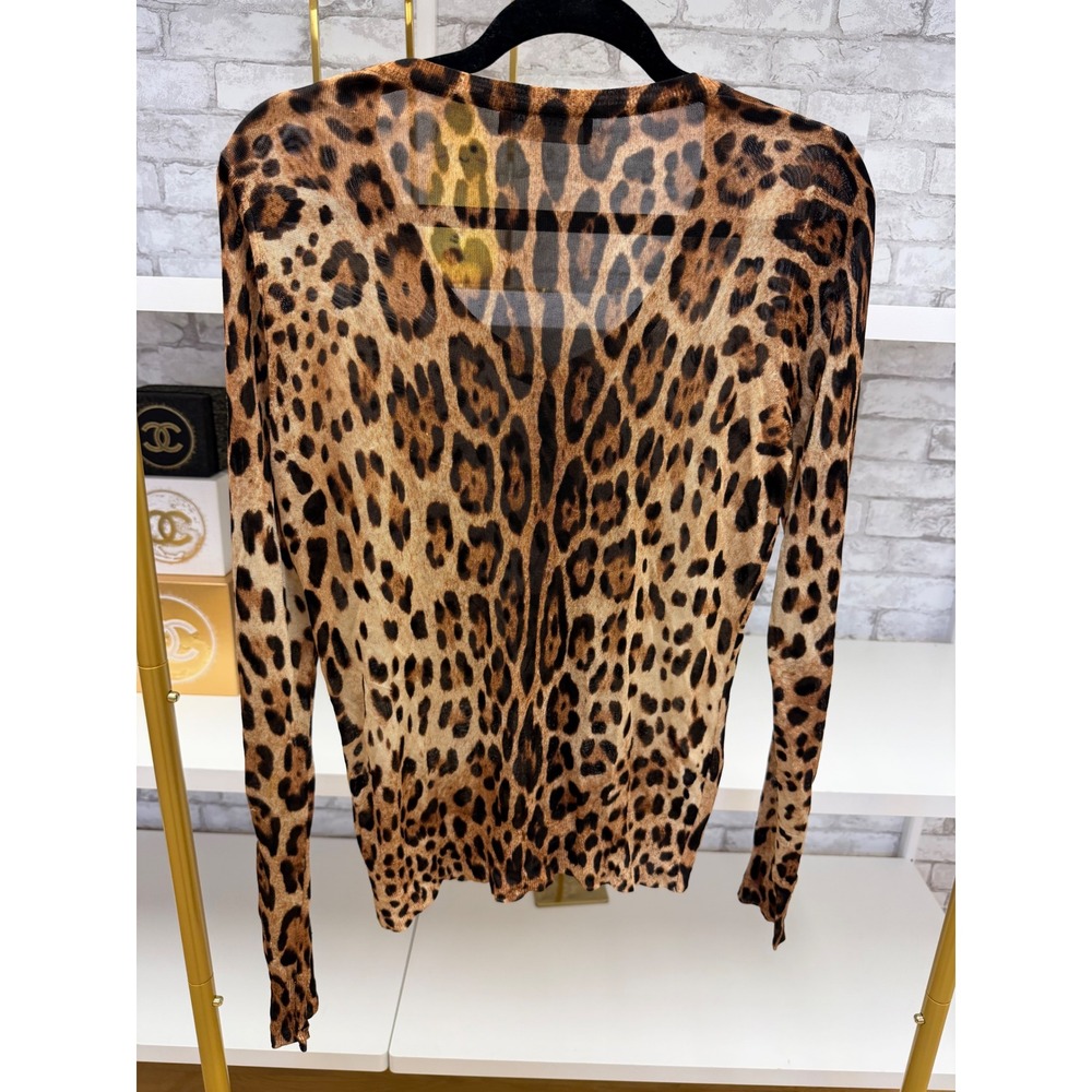 Dolce & Gabbana Leopard Print Semi Sheer V Neck Cardigan Made Italy Sz 42 US M - Picture 16 of 16
